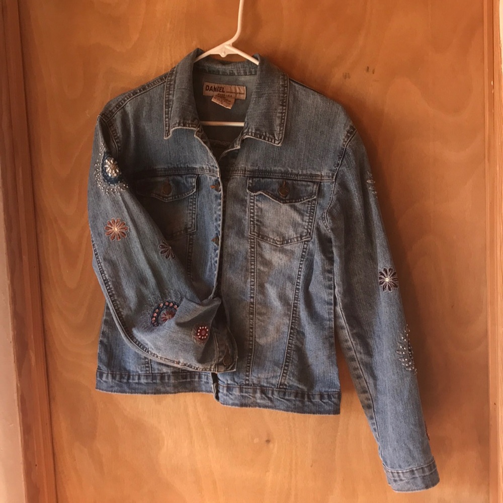 Daniel original design Jean jacket, bead and sequin embellished, size small